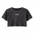 Crop Top Brahms Negra Acid Wash — Mujer